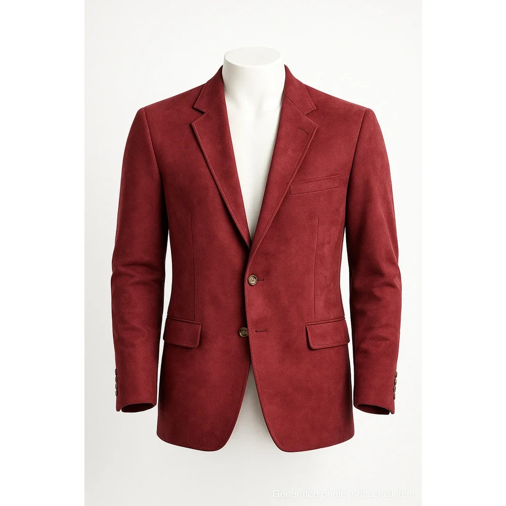 Vintage Burgundy Suede Look Blazer Retro Preppy Tailored Jacket Kingsridge